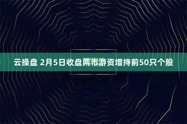 云操盘 2月5日收盘两市游资增持前50只个股