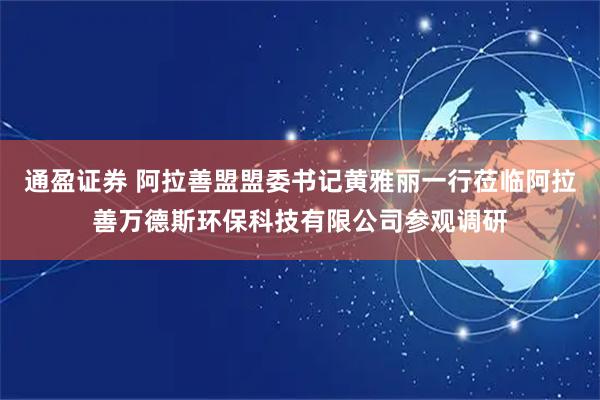 通盈证券 阿拉善盟盟委书记黄雅丽一行莅临阿拉善万德斯环保科技有限公司参观调研